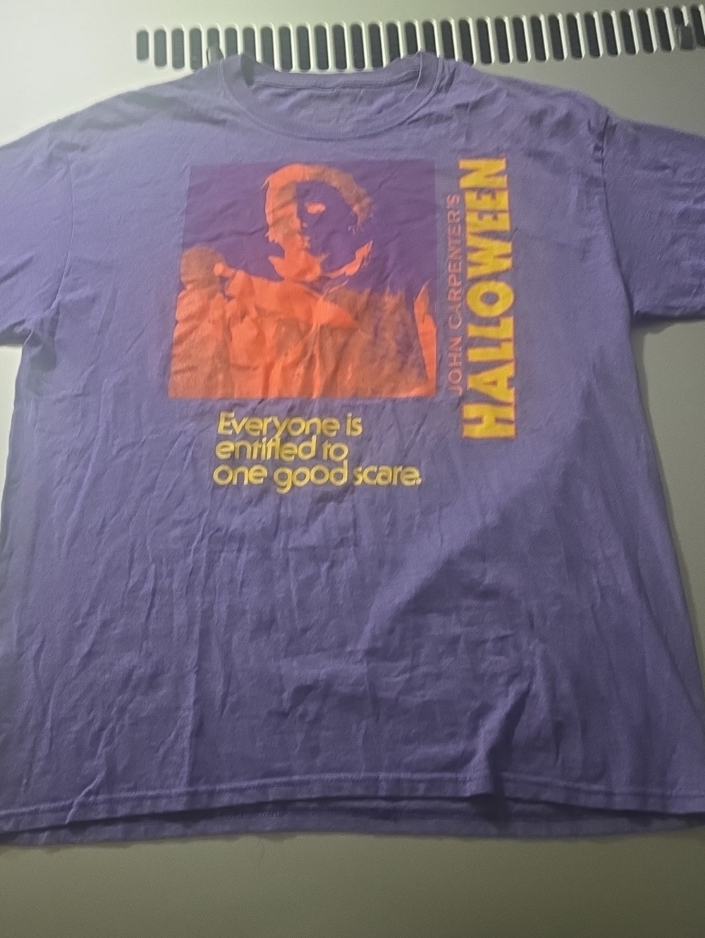 Halloween Graphic Short-Sleeve Tee - Purple with Orange Print